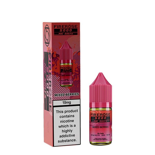 Elux Firerose Nic Salts mixed berries 10ml nic salt bottle with packaging on white background - uk vape sales
