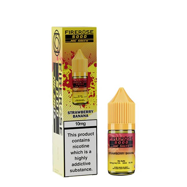 Elux Firerose Nic Salts strawberry banana 10ml nic salt bottle with packaging on white background - uk vape sales