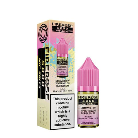 Elux Firerose Nic Salts strawberry watermelon bubblegum 10ml salt bottle with packaging on white background - uk vape sales