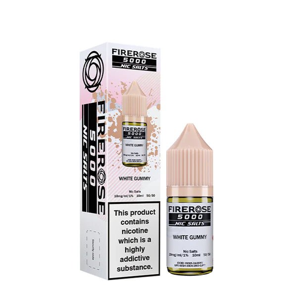 Elux Firerose Nic Salts white gummy 10ml nic salt bottle with packaging on white background - uk vape sales