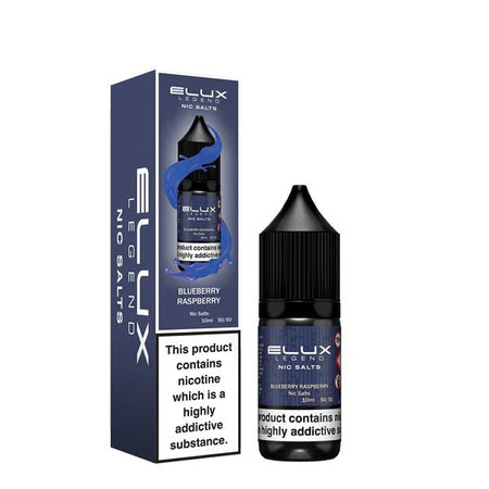 Elux Legend Nic Salts blueberry raspberry 10ml bottle and packaging on a white background - uk vape sales