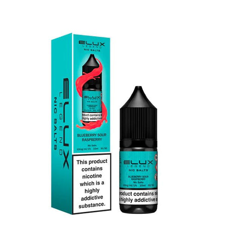 Elux Legend Nic Salts blueberry sour raspberry 10ml bottle and packaging on a white background - uk vape sales