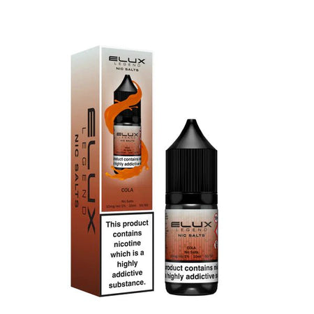Elux Legend Nic Salts cola 10ml bottle and packaging on a white background - uk vape sales