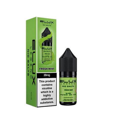 Elux Legend Nic Salts fresh mint 10ml bottle and packaging on a white background - uk vape sales