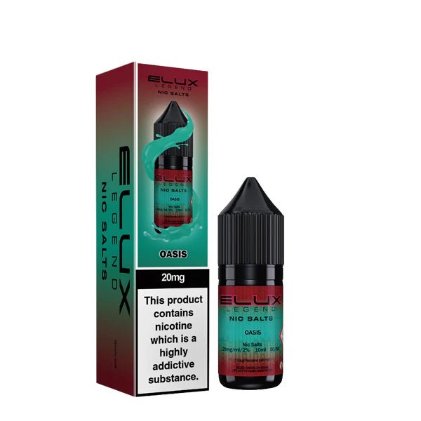 Elux Legend Nic Salts oasis 10ml bottle and packaging on a white background - uk vape sales
