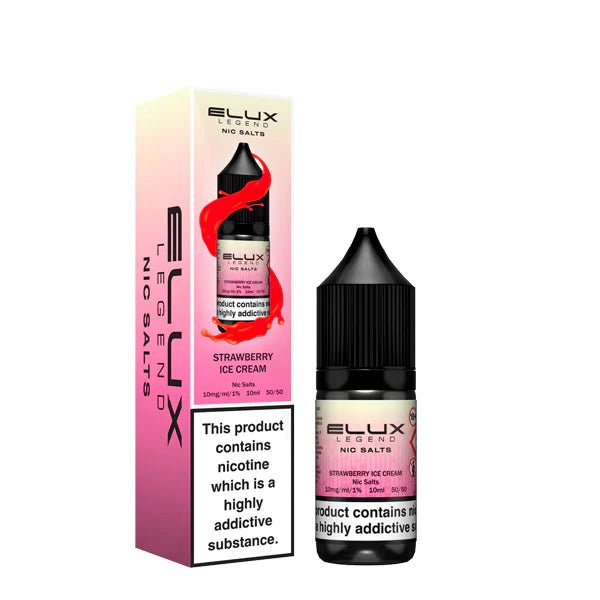 Elux Legend Nic Salts strawberry ice cream 10ml bottle and packaging on a white background - uk vape sales