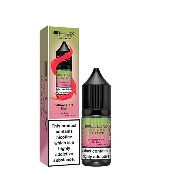 Elux Legend Nic Salts strawberry kiwi 10ml bottle and packaging on a white background - uk vape sales