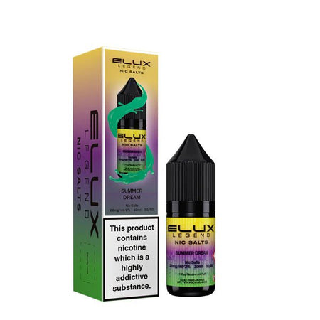 Elux Legend Nic Salts summer dream 10ml bottle and packaging on a white background - uk vape sales