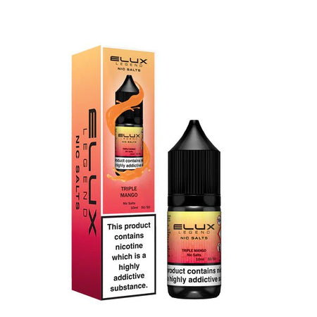 Elux Legend Nic Salts triple mango 10ml bottle and packaging on a white background - uk vape sales