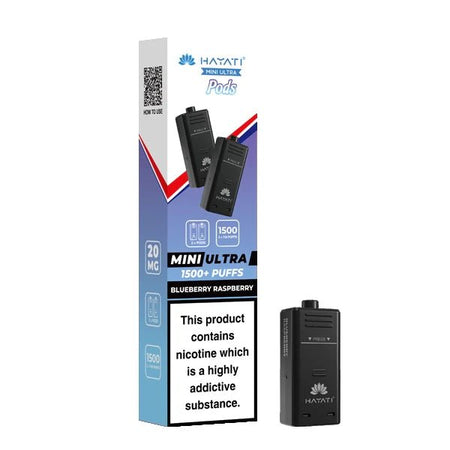 Hayati Mini Ultra Refill Pods blueberry raspberry with packaging on a white background - uk vape sales