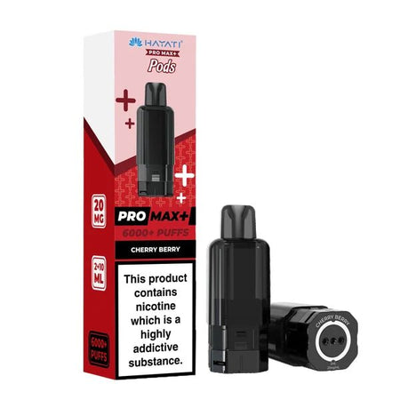 Hayati Pro Max Plus Refill Pods Cherry Berry prefilled pod with packaging on a white background - uk vape sales