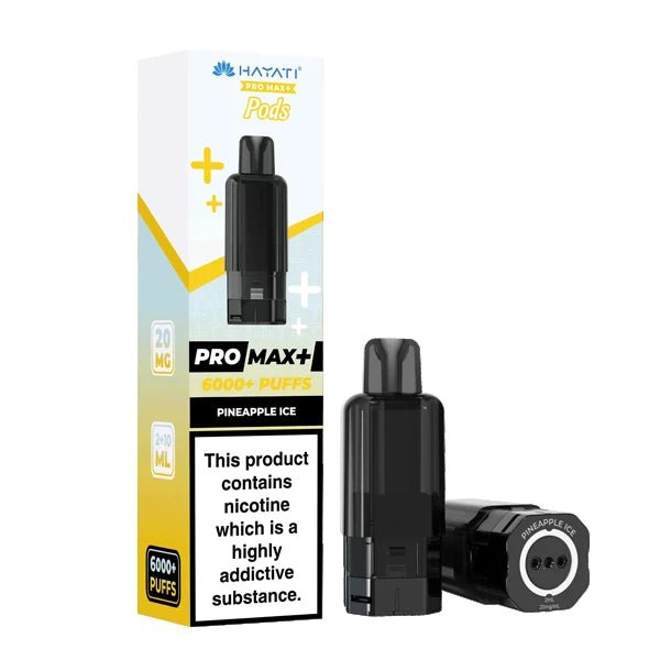 Hayati Pro Max Plus Refill Pods pineapple ice prefilled pod with packaging on a white background - uk vape sales