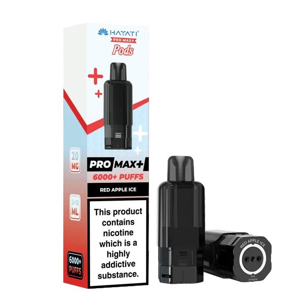 Hayati Pro Max Plus Refill Pods red apple ice prefilled pod with packaging on a white background - uk vape sales