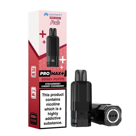 Hayati Pro Max Plus Refill Pods strawberry cherry cranberry prefilled pod with packaging on a white background - uk vape sales