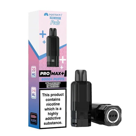 Hayati Pro Max Plus Refill Pods strawberry raspberry blueberry prefilled pod with packaging on a white background - uk vape sales