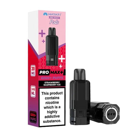 Hayati Pro Max Plus Refill Pods strawberry raspberry ice prefilled pod with packaging on a white background - uk vape sales