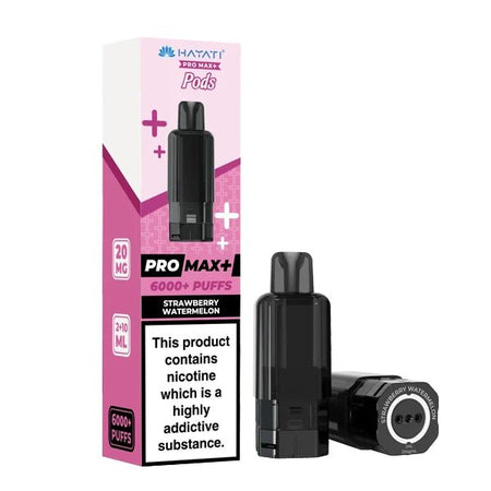 Hayati Pro Max Plus Refill Pods strawberry watermelon prefilled pod with packaging on a white background - uk vape sales