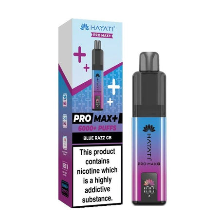 Hayati Pro Max Plus vape kit blue razz gb device and packaging on a white background - uk vape sales