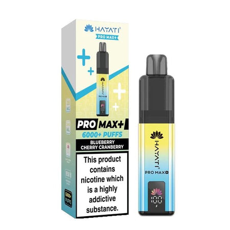 Hayati Pro Max Plus vape kit blueberry cherry cranberry device and packaging on a white background - uk vape sales