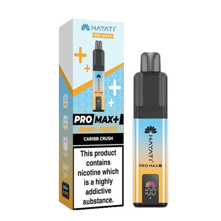 Hayati Pro Max Plus vape kit caribb crush device and packaging on a white background - uk vape sales