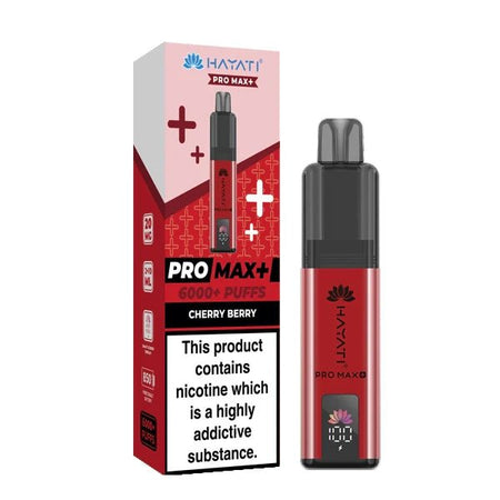 Hayati Pro Max Plus vape kit cherry berry device and packaging on a white background - uk vape sales