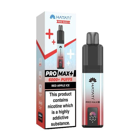 Hayati Pro Max Plus vape kit red apple ice device and packaging on a white background - uk vape sales