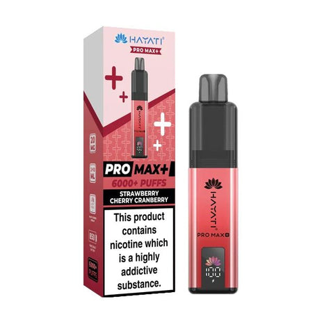 Hayati Pro Max Plus vape kit strawberry cherry cranberry device and packaging on a white background - uk vape sales
