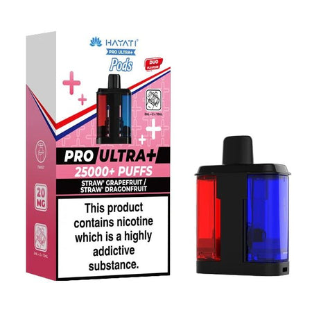 Hayati Pro Ultra Plus 25K Refill Pods straw grapefruit straw dragonfruit with packaging on a white background - uk vape sales