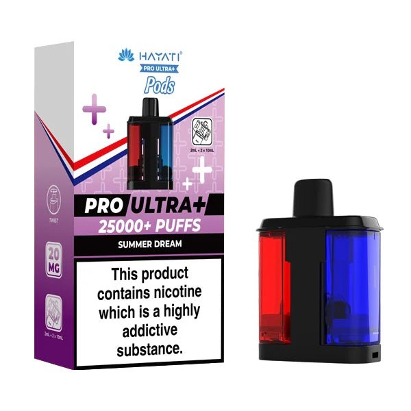 Hayati Pro Ultra Plus 25K Refill Pods summer dream with packaging on a white background - uk vape sales