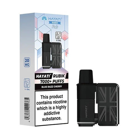 Hayati Rubik 7000 Refill Pods blue razz cherry with packaging on a white background - uk vape sales