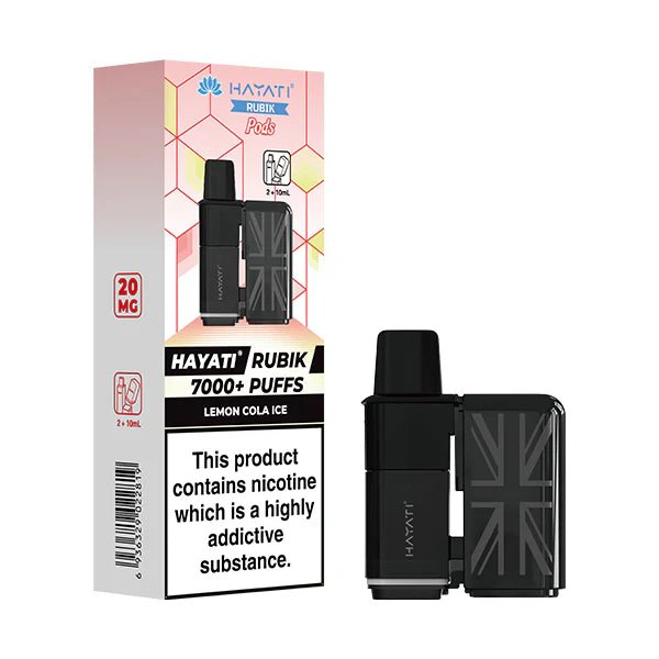 Hayati Rubik 7000 Refill Pods lemon cola ice with packaging on a white background - uk vape sales