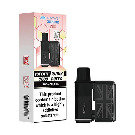 Hayati Rubik 7000 Refill Pods lemon cola ice with packaging on a white background - uk vape sales
