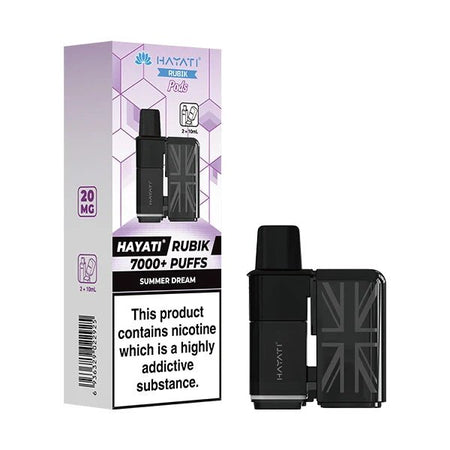 Hayati Rubik 7000 Refill Pods summer dream with packaging on a white background - uk vape sales