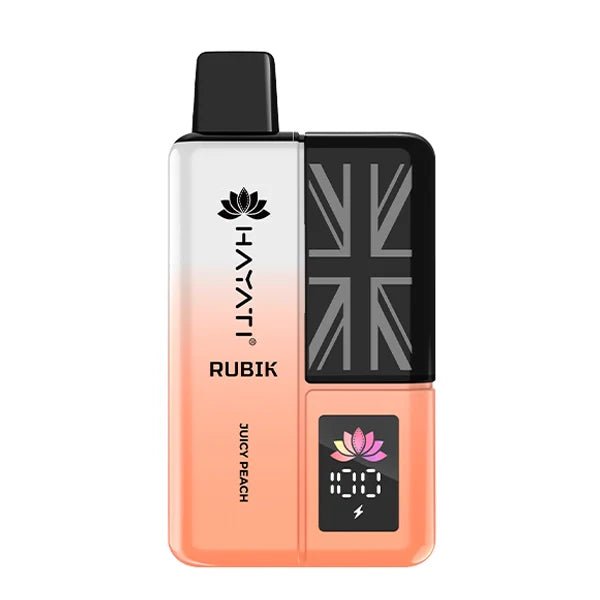 Hayati Rubik 7000 vape kit juicy peach device on a white background - uk vape sales