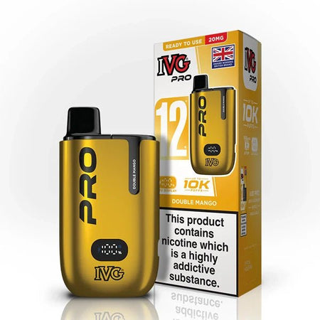 IVG Pro 12 vape kit double mango device and packaging on a white background - uk vape sales