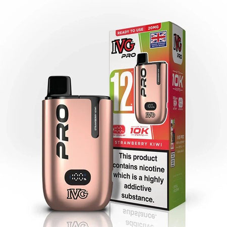 IVG Pro 12 vape kit strawberry kiwi device and packaging on a white background - uk vape sales