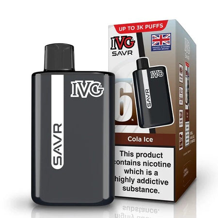 IVG SAVR vape kit cola ice device and packaging on a white background - uk vape sales