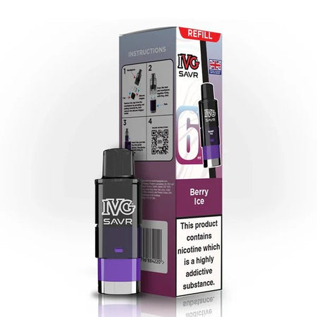 IVG SAVR Refill Pods berry ice with packaging on a white background - uk vape sales