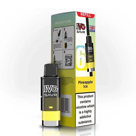 IVG SAVR Refill Pods pineapple ice with packaging on a white background - uk vape sales