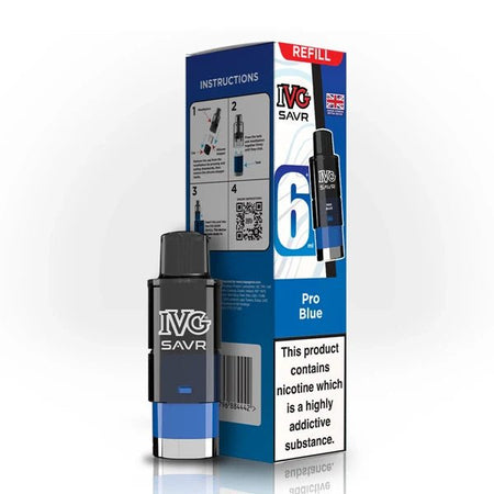 IVG SAVR Refill Pods pro blue with packaging on a white background - uk vape sales