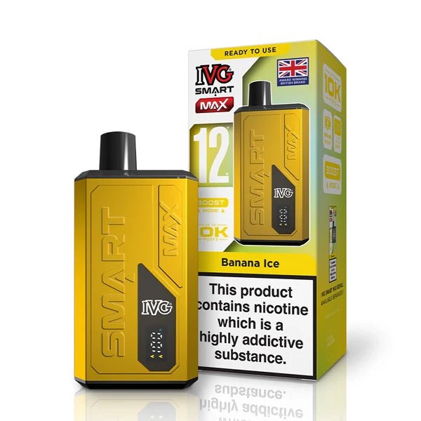IVG Smart Max vape kit banana ice device and packaging on a white background - uk vape sales