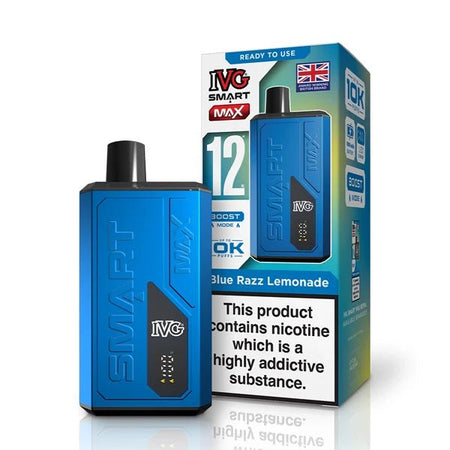 IVG Smart Max vape kit blue razz lemonade device and packaging on a white background - uk vape sales