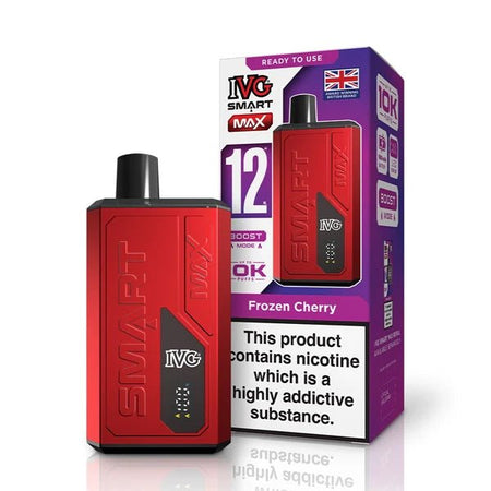 IVG Smart Max vape kit frozen cherry device and packaging on a white background - uk vape sales