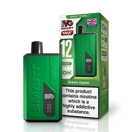 IVG Smart Max vape kit green apple device and packaging on a white background - uk vape sales