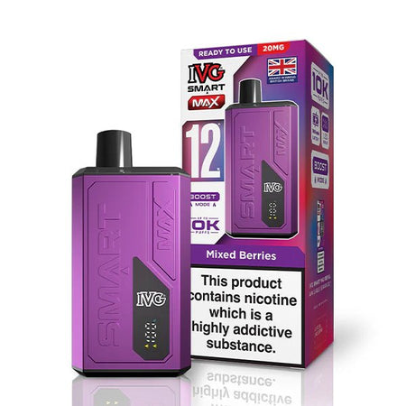 IVG Smart Max vape kit mixed berries device and packaging on a white background - uk vape sales