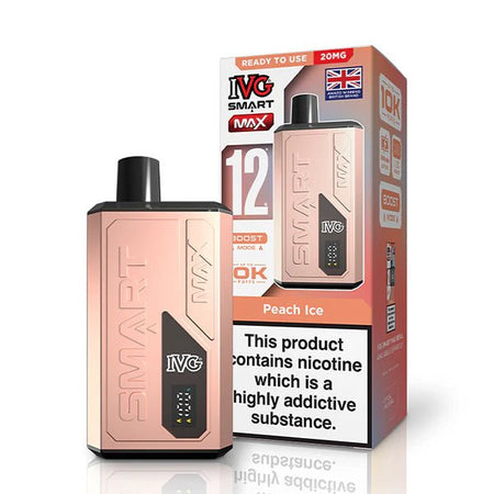 IVG Smart Max vape kit peach ice device and packaging on a white background - uk vape sales
