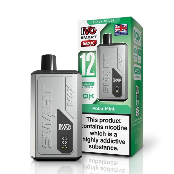 IVG Smart Max vape kit polar mint device and packaging on a white background - uk vape sales