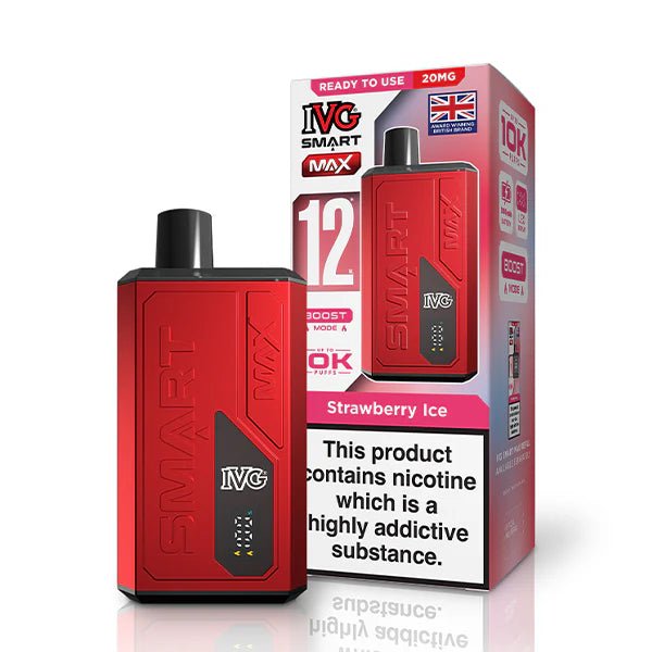 IVG Smart Max vape kit strawberry ice device and packaging on a white background - uk vape sales