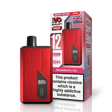 IVG Smart Max vape kit strawberry ice device and packaging on a white background - uk vape sales