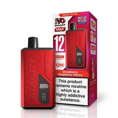 IVG Smart Max vape kit strawberry raspberry cherry device and packaging on a white background - uk vape sales